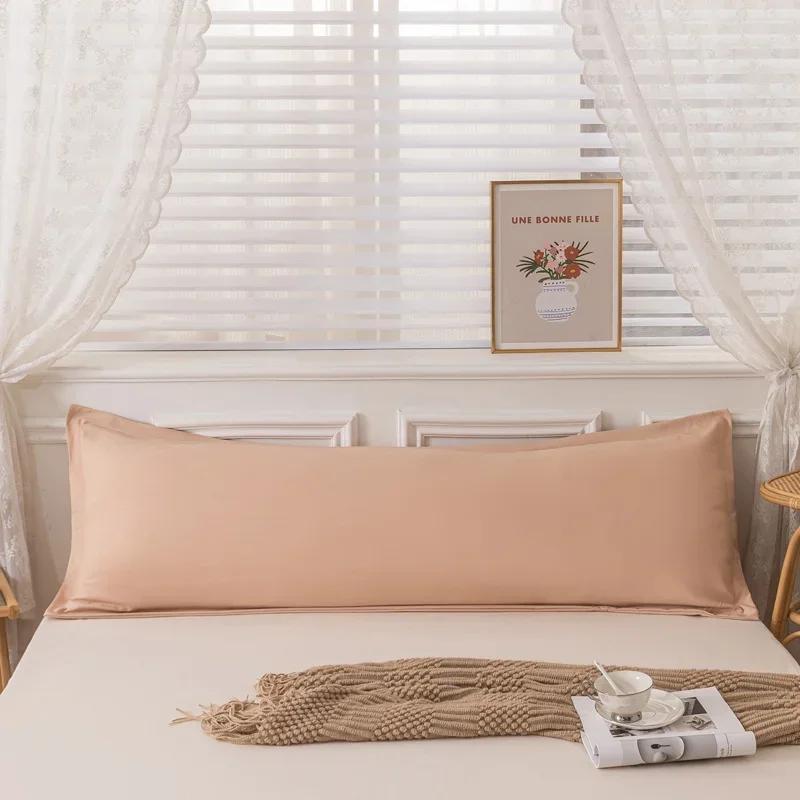 Taie d'oreiller longue confortable en coton doux, double taie d'oreiller longue, imprimés et couleurs unies, décoration de la maison, 120/150/180 cm, 1 pièce