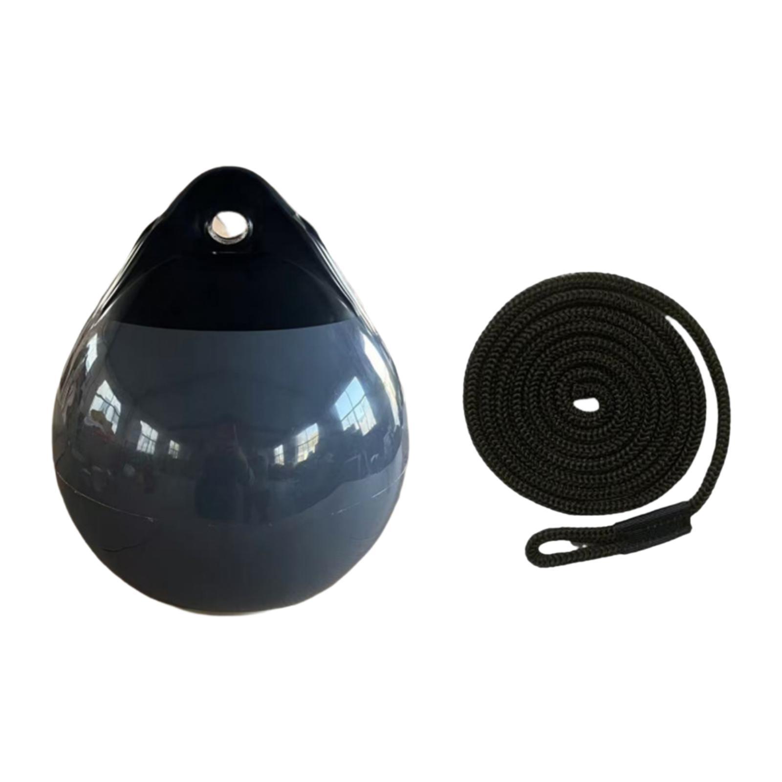 Boat Buoy, Boat Fender Ball with Rope, Anchor Buoy for Lake Mooring, Small Black Rope