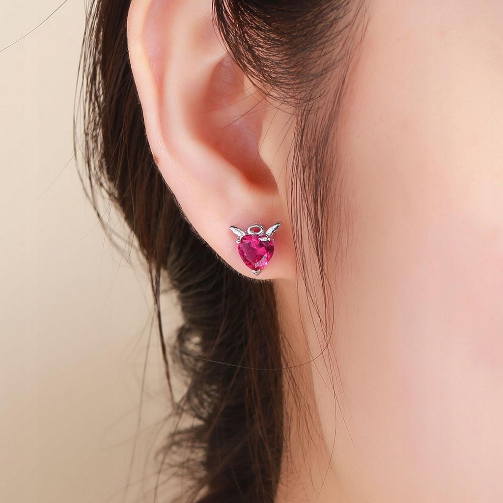 Earrings S925 Hearts Devils Crystals Zircons