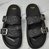 Mens Genuine Leather T-Strap Flat Slipper With Dual Buckles Non-Slip Rubber Sole Water Resistant Comfortable Daily Casual