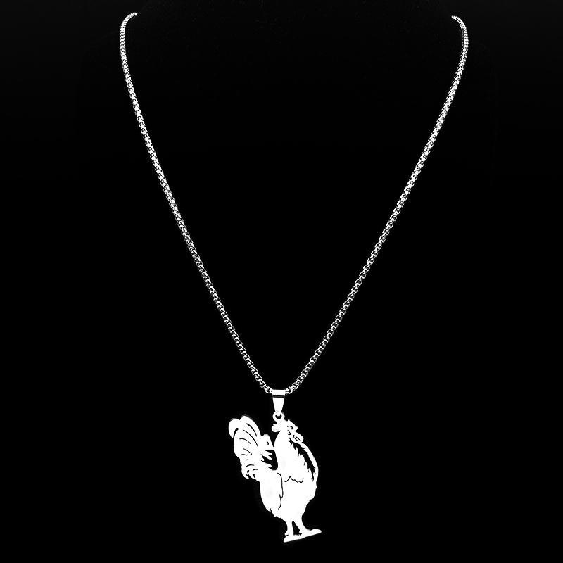 Hohler Hahn Hahnen Tier Anhänger Halskette Für Frauen Männer Edelstahl Gold Silber Farbe Morgen Wecker Kette Schmuck