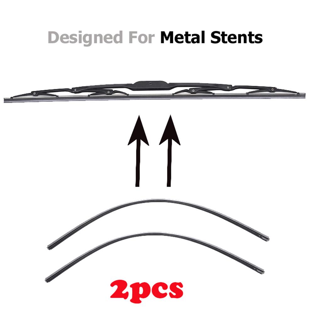 2Pc No Cutting Car Metal Wiper Blade Refill 6mm 14" 16" 22" 24" 26" Windshield Windscreen Wiper Refills Replacement Rubber Wipers Blades 3