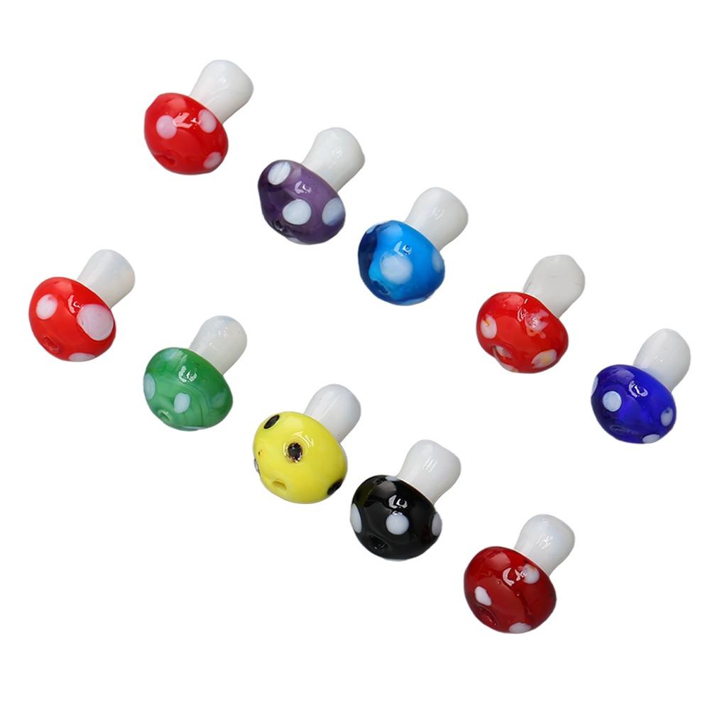 50pcs Coloured Glaze Mushroom Beads 1.55mm Hole 14x10mm Size Loose Beads Colorful Spacer Beads Jewelry Making