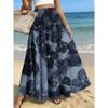 Plus Size Women'S Elegant Fashion Skirt, Casual Printed Midi Dress, Dark Floral Pattern Print