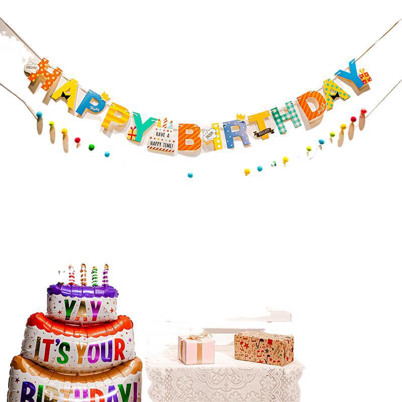 First Birthday Pom-Pom Bunting & Photo Banner for Boys and Girls