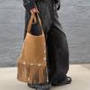 Women's Mobile Phone Bag With Tassel 2025 Internet Popular Style Cowhide Leather Hardware Chain Fashion Single Shoulder Crossbody Bag Casual Style