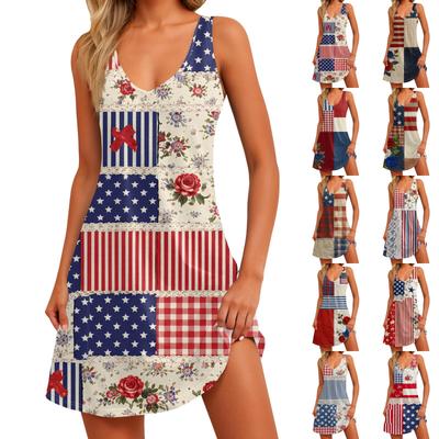 Women's Fashionable Casual Independence Day Print Dress