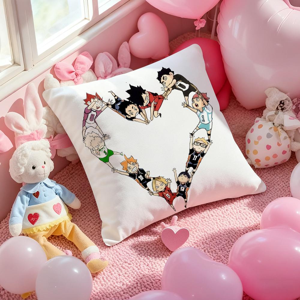 Anime Haikyuu Cartoon Cushion Cover Pattern Printed Pillowcase for Living Room Sofa Cushion Cover & Bedroom Decor