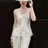 Women's Elegant 100% Acetate Lace Patchwork U-Neck Vest Top