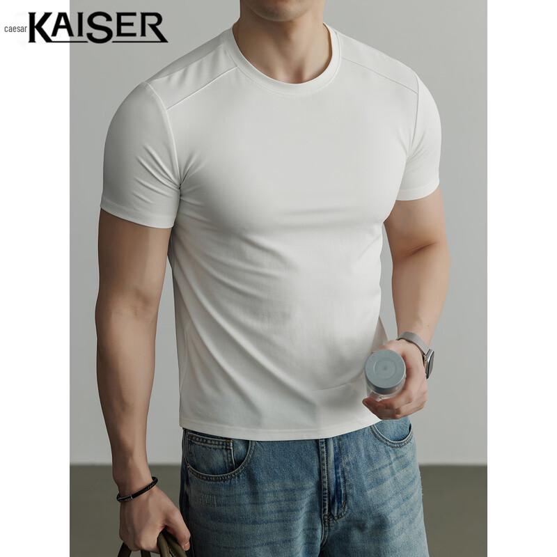 Kaiser Men's Linen Silk Blend Breathable Crew Neck T-Shirt