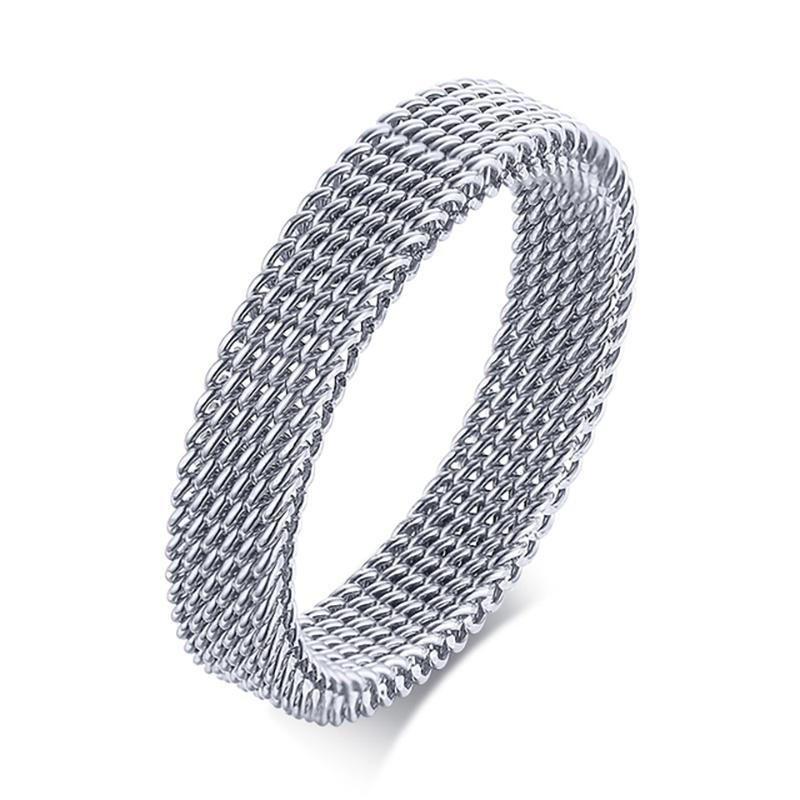 Fashion New Mens Modern Stainless Steel Mesh Band Ring 4mm 8mm Wide For Men Women Retro Jewelry Gift