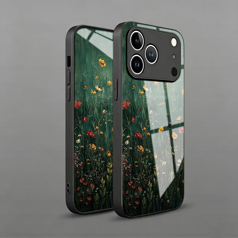 Red Yellow Wildflowers Tempered Glass Phone Case For Samsung Galaxy S26 Ultra S25 Plus S23 FE S24 S25 Ultra 5G Shockproof Cover