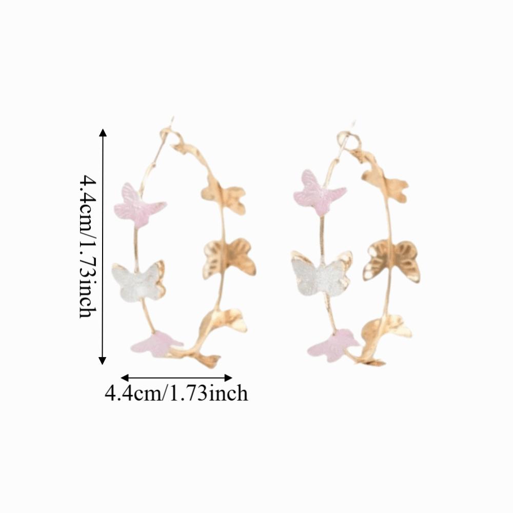 Trendy Butterfly Hoop Earrings Oil Dripping Geometry Metal Round Circle Earrings Multi-Colored Simple Statement Jewelry Women