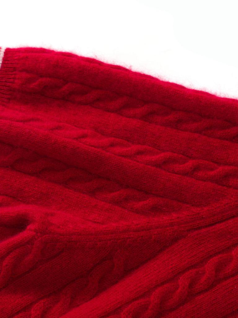 Women's Cashmere Lapel Stripe Patchwork Polo Pullover - Autumn/Winter Collection