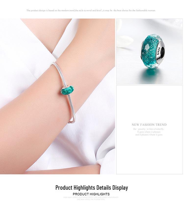 S925 Sterling Silver Bracelet with Shining Cut Glass Beads - DIY Bead Jewelry Accessories