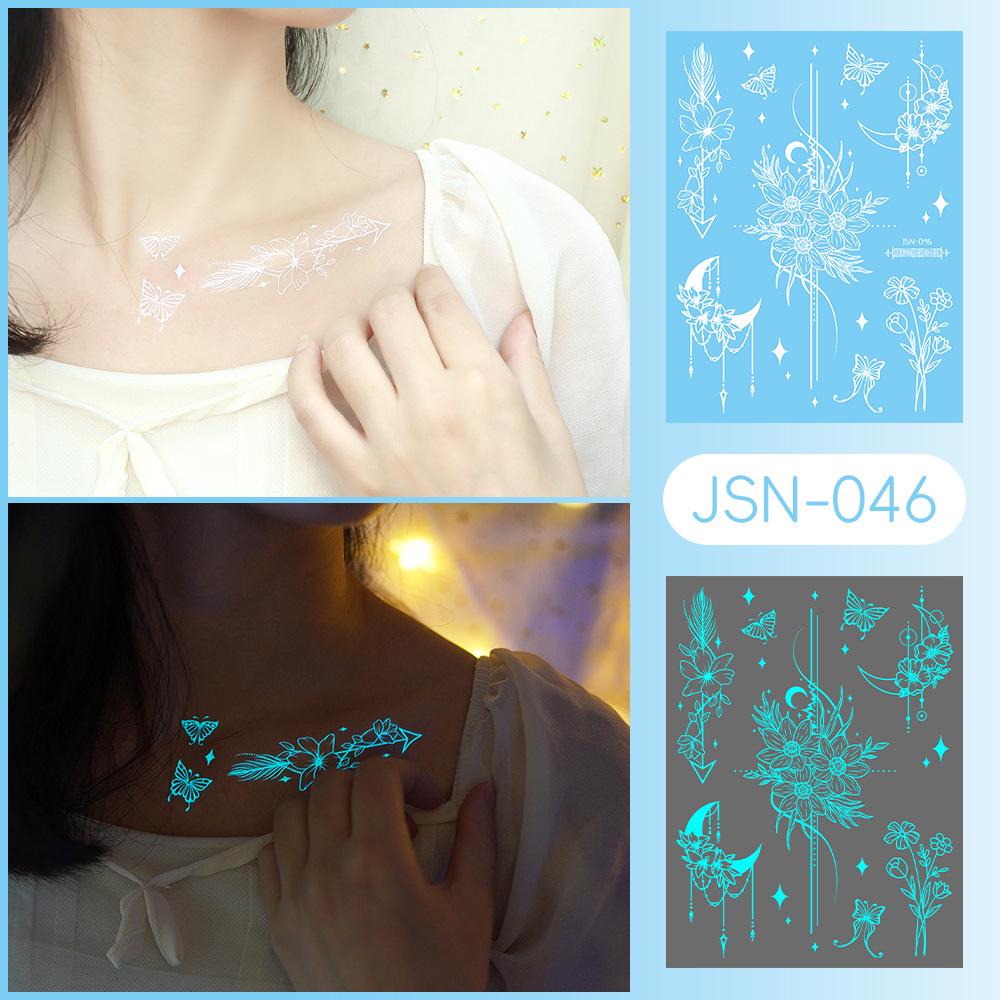 Adesivi Tatuaggio Ricaron 2024 Henné Luminoso & Farfalla Bianca per Viso & Braccio