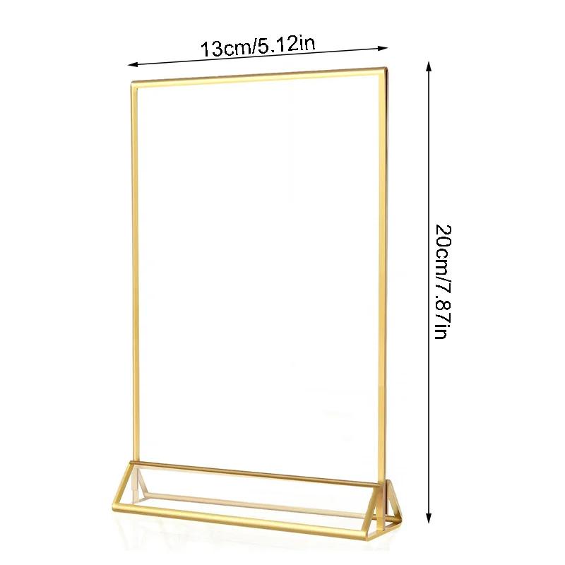 Transparent Acrylic Signage Display Stand Multipurpose Double-sided Gold Frame Wedding Number Plate Table Flyer Menu Card Rack