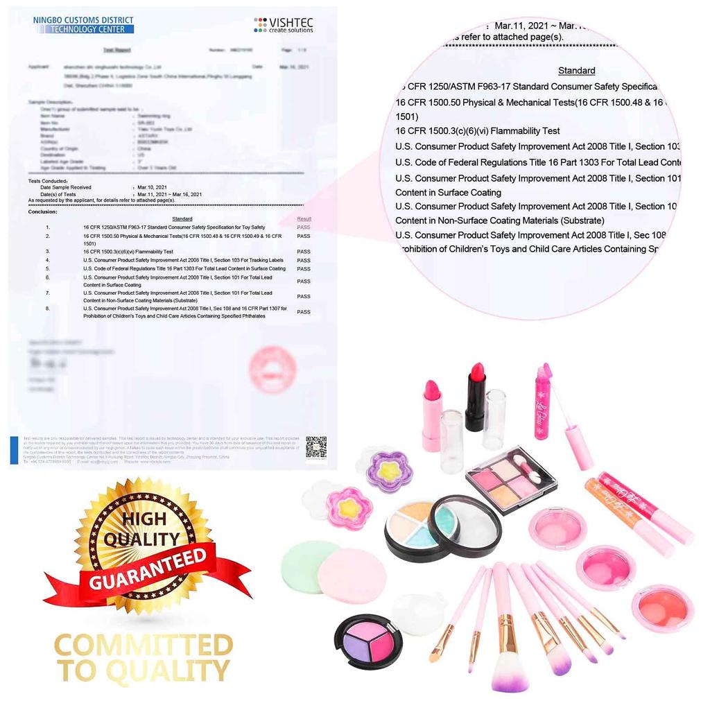 AstarX 23-Piece Makeup Toy Set for Kids, Realistic Washable Cosmetics, Safe and Non-Toxic, Beauty Set for Parties, Games, Halloween, Christmas, and