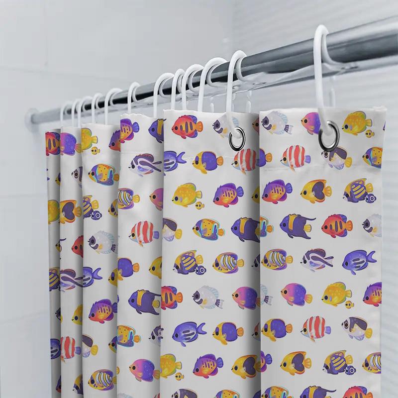 Bathroom Shower Curtain Tropical Ocean Fish Pattern Waterproof Decor Liner Home Fabric