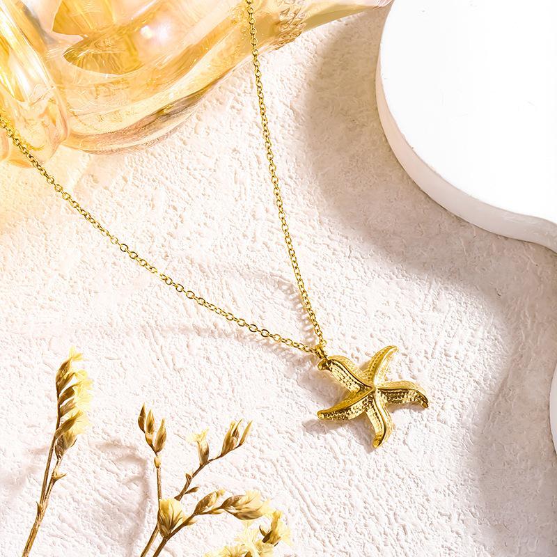 Starfish Pendant Vacation Style 18K Gold Necklace & Earrings Set