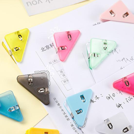 40Pcs Triangle File Book Corner Clip Non-Slip Page Holder for Documents Test Papers Notebooks Colorful Reusable Prevents Curling Folding