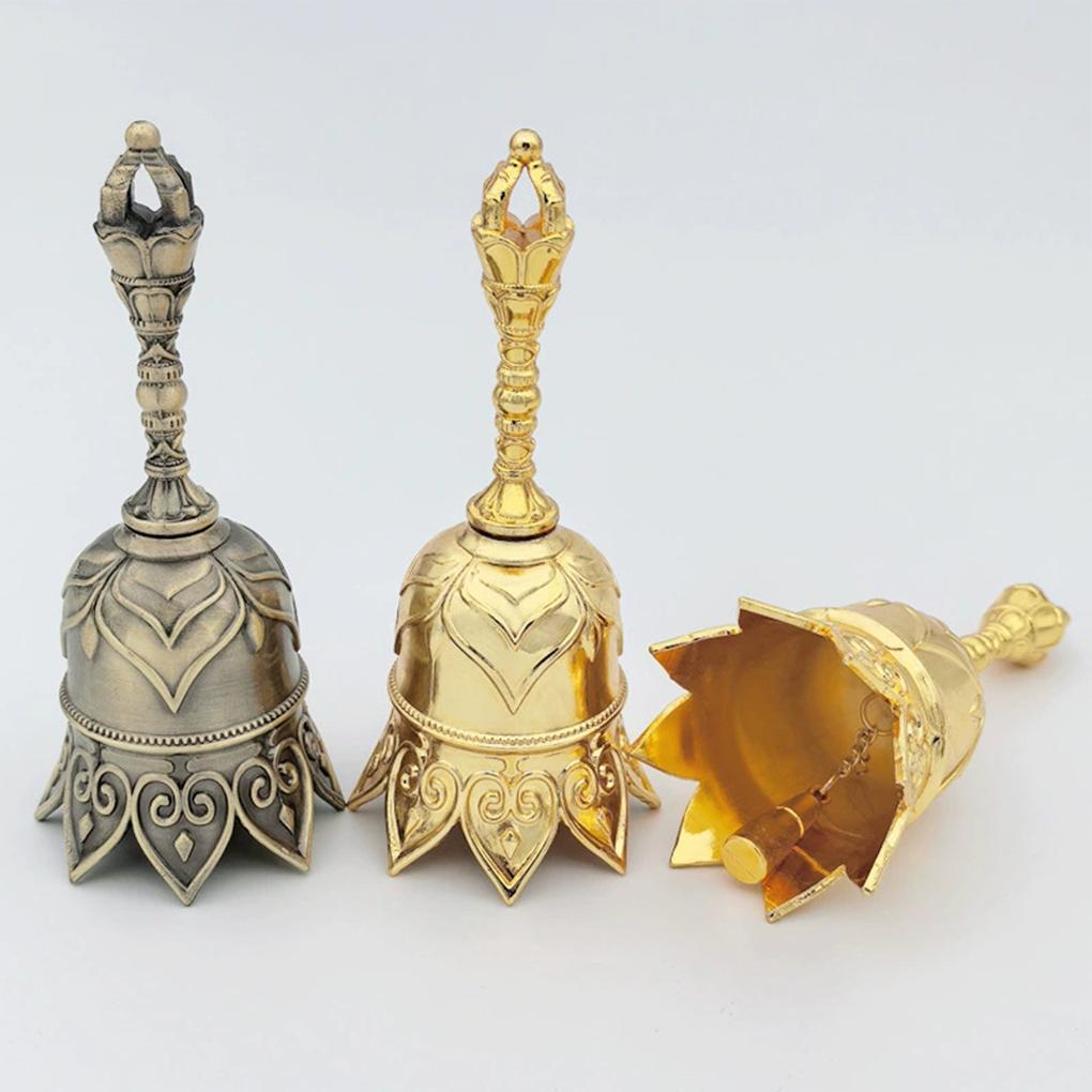 Fashionable Clear Sound Hand Bell Bronze Metal Retro Rose Church Bell Golden Dinner Bell For Restaurant Bar Jingle Bell Church