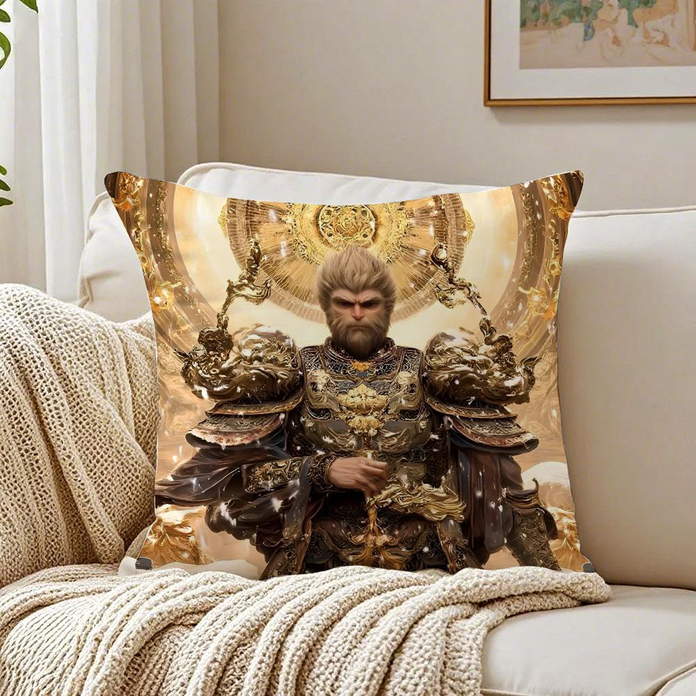 Epic Mythical Chinese Movie BBlack Myth Wukong Cushion Cover Pillowcase Antidustmite living Room Sofa Decor Cushion Room