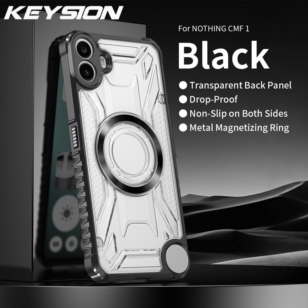 

KEYSION Прозрачный Магнитный Чехол для Nothing CMF Phone 1 Силикон+ПК Сверхпрочный Противоударный Чехол для Телефона для CMF Phone 1 for CMF Phone 1 чёрный