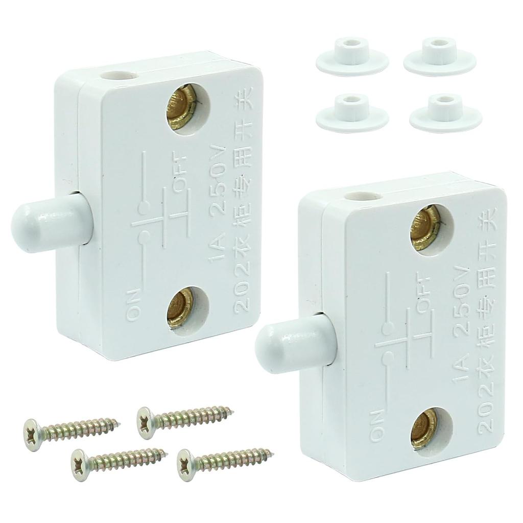 Hordion 2Pcs Cabinet Door Switch, Closet Light Wardrobe Touch Switches for Cabinet Closet Wardrobe Pantry Light On Off Switch Applicable to 12V 24V