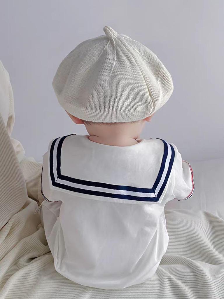 YIN OON Baby Clothes for Boys and Short Sleeve Romper Coverall with Sailor and Marine Perfect for Photo Size 80 Girls, Collar, Children's Outerwear,