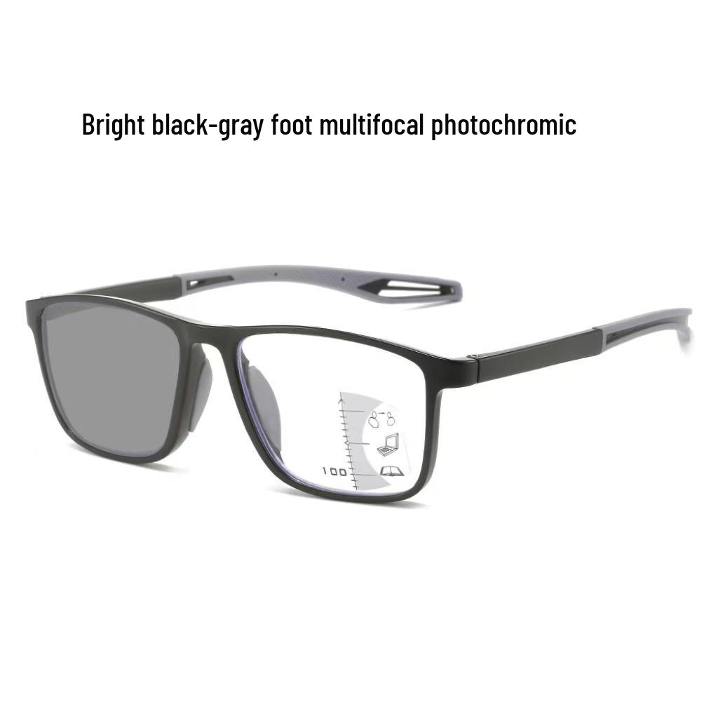 Multifocal Photochromic Anti-Blue Light Reading Glasses with Sport Anti-Slip and Smart Zoom