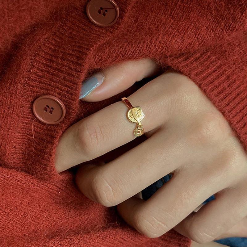 Silver Stunning S925 Cat Ring For Women Featuring A Modern Geometric Shape And Size Adjustable