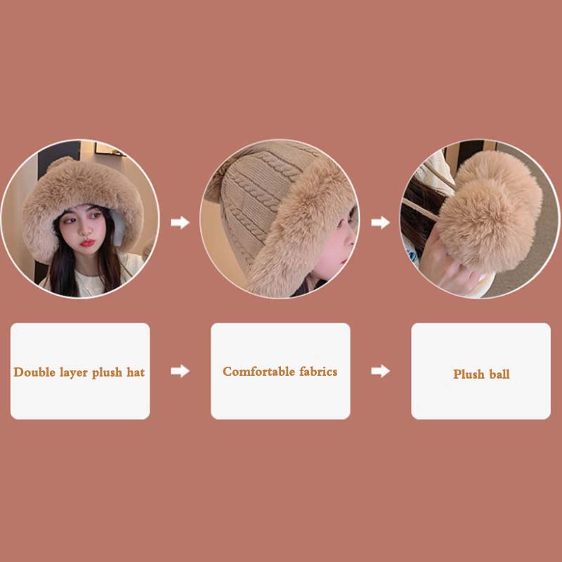 Chapeau femme automne et hiver chaud tricoté chapeau de laine mignon sauvage épais chaud version coréenne du chapeau en peluche de marée