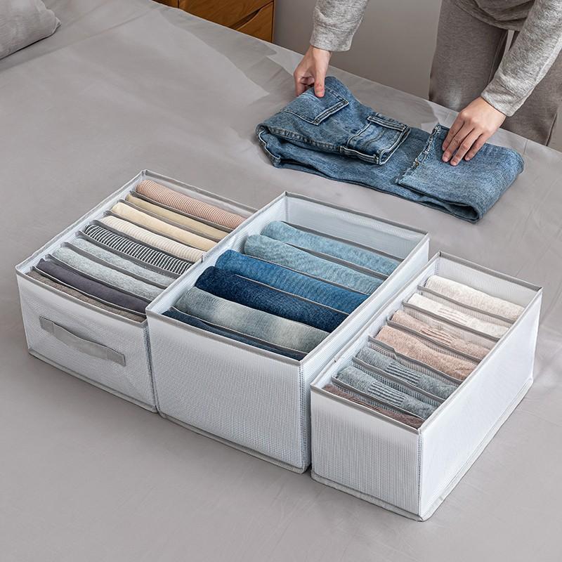 Foldable Fabric Drawer Organizers With Handles Multi-Compartment Storage Box For Clothes Pants Bedding Closet