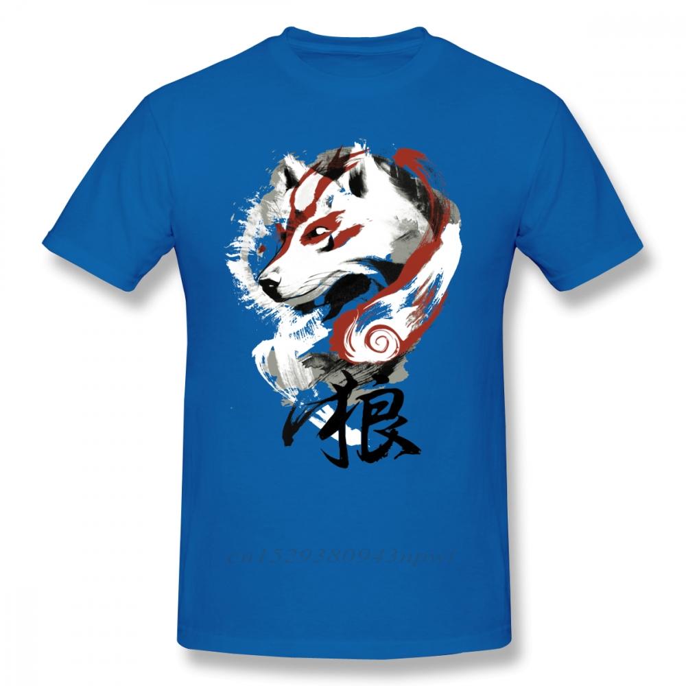 Okami T Shirt Wolf TShirt Graphic Tee Shirt Awesome 100 Cotton Short Sleeve Male Classic Tshirt Guys Punk Designer Streetwear