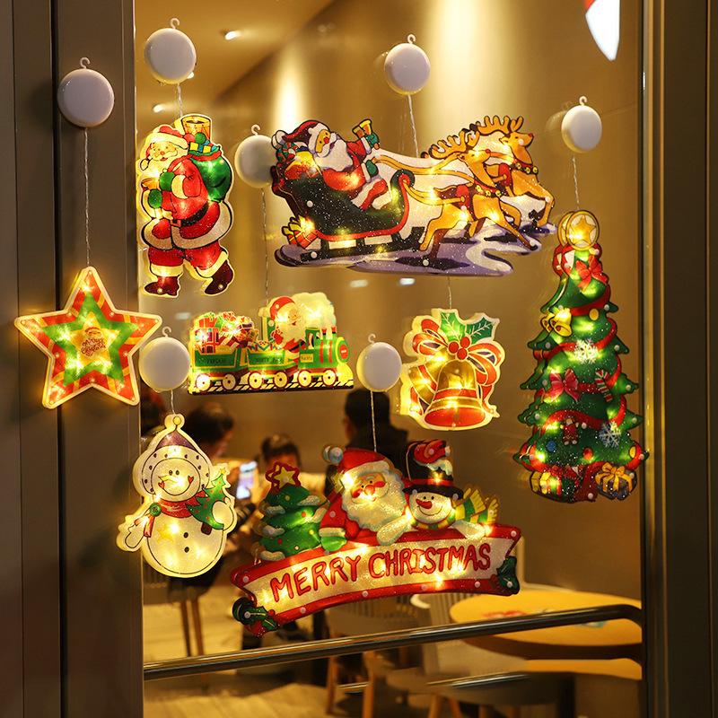 LED Weihnachtssaugnapf Schneemann Fensterdekorationslampe - Festliche Atmosphäre, Kleines Buntes Licht