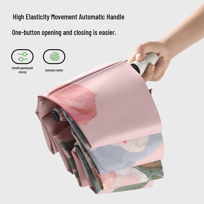 Pink Peony Automatic UV Protection Sun & Rain Umbrella
