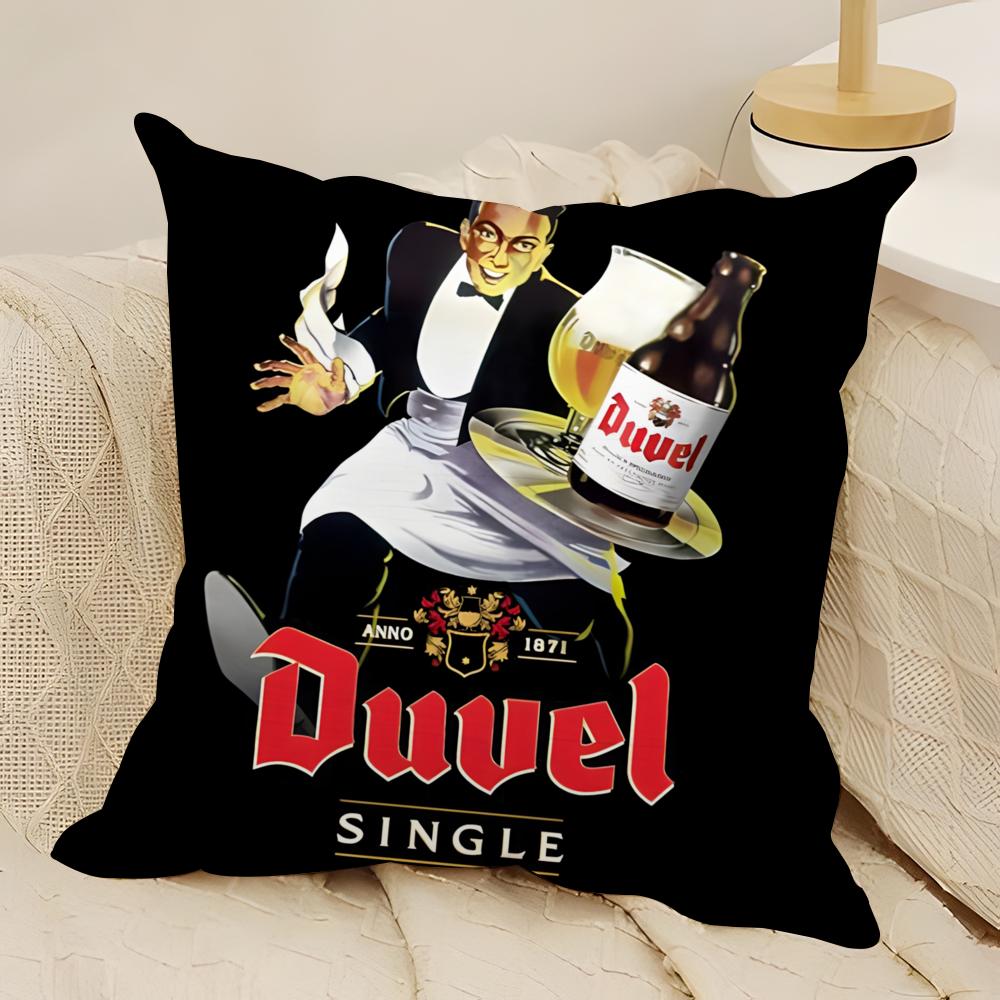 Cool D-Duvel Moortgat Brauerei 2 Kissenbezüge Natürlicher Leinen Doppelseitiger Druck Sofa Heimdekoration Kissenhülle