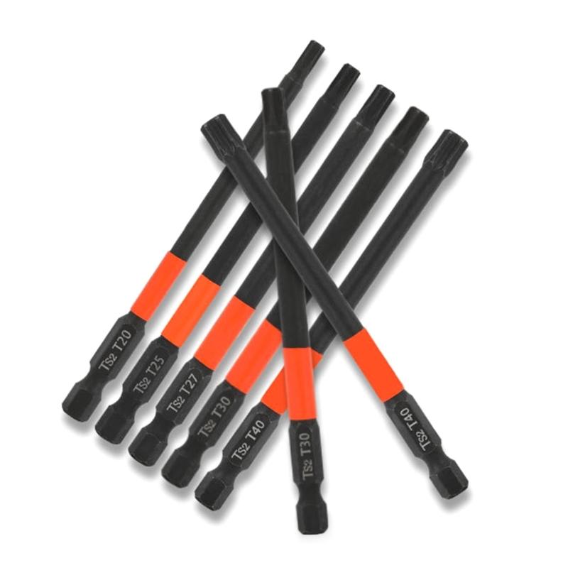 11Pcs 100mm Hex Bit Set with Magnetic Tip for Maintenance Projects, T 10 To T40 6 Point Security Screwdriver Bit Set
