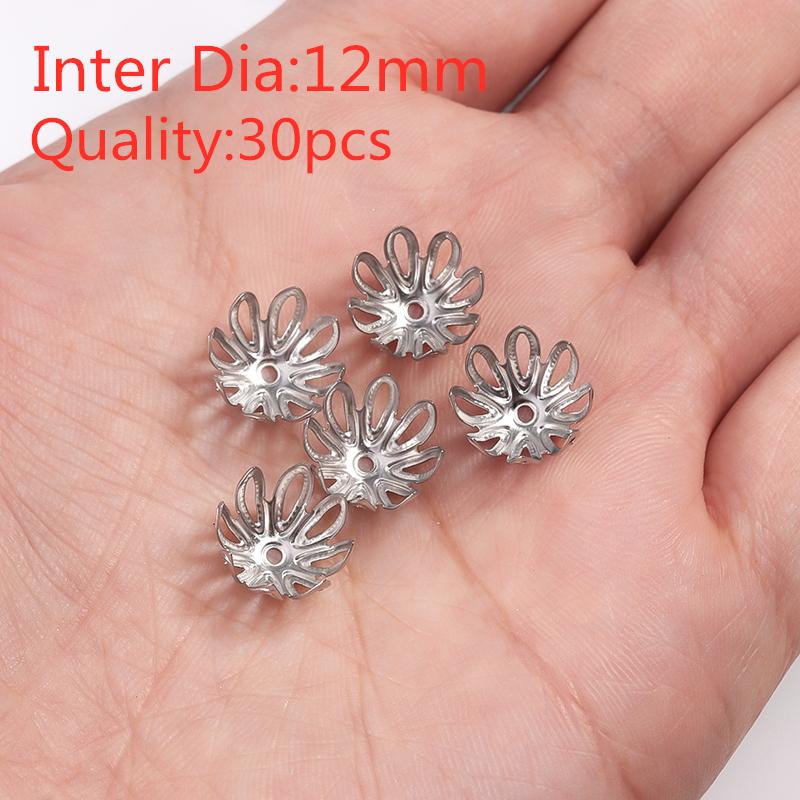 30/50/100PCS Flower Lotus Round Shape Stainless Steel Beads Caps Jewelry Findings Spacer Beads For Necklace Bracelets Making