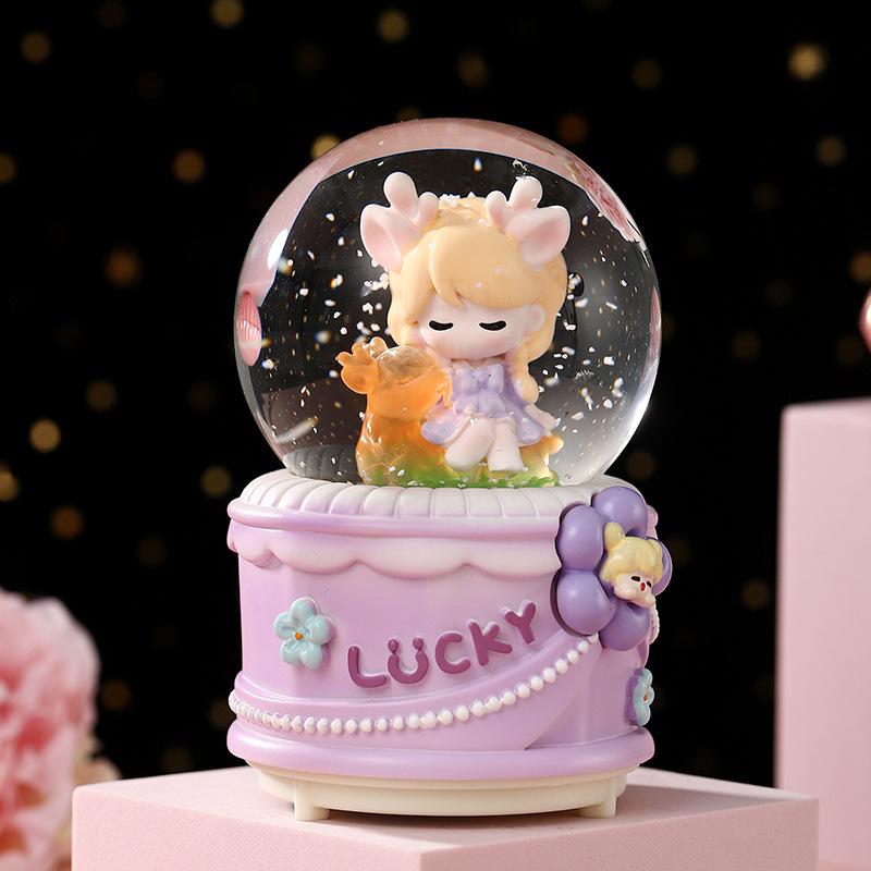 Boîte à musique boule de cristal Cœur de fille Artisanat Décoration de bureau Maison Bureau Décoration de Noël Anniversaire Mariage Boîte à musique Décoration Cadeau