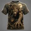 Men's Summer Halloween Cool and Spooky Werewolf Print Short-Sleeve T-Shirt Fashionable Trendy Streetwear Short-Sleeve T-Shirt