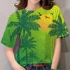Fashionable Casual Comfortable Coconut Tree Pattern Women's Short Sleeved T-shirt