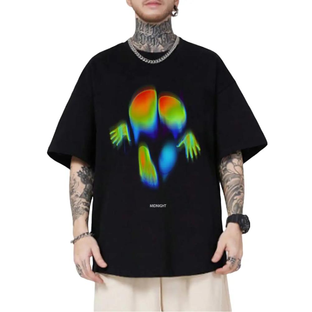 T-shirt da uomo con stampa grafica di lettere Girocollo Manica corta Vestibilità larga Top in poliestere per uso quotidiano Scollo a O Maniche corte