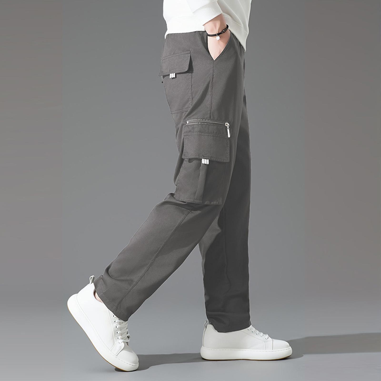 Men s Summer Multi Pocket Cargo Pants Outdoor Durable Workwear Straight Leg Long Trousers Lightweight Breathable Fabric XXXL