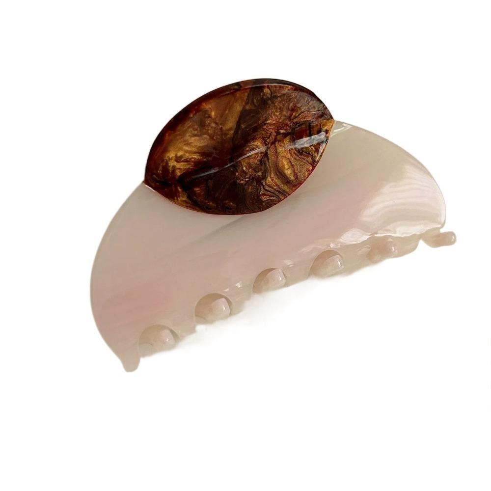 Acrylic Half-circle Hair Claw Contrast Color Retro Hair Carb Clip Acetic Acid Shark Clip  Women