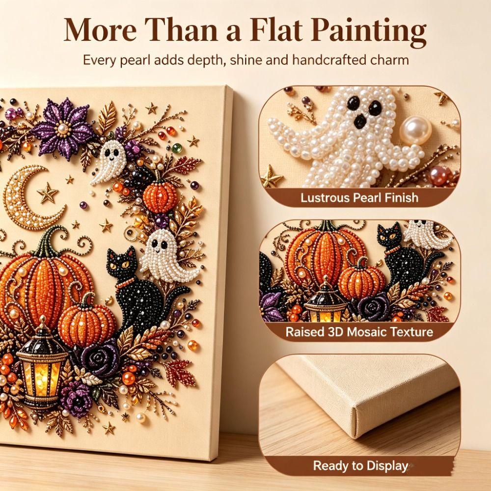 Resin Pearls Ghost Pearl Art DIY Kit Sparkling Texture Halloween Pearl Art  Seasonal Home Decor