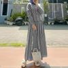 ZANZEA Women Casual Long Sleeve Blouse and Long Skirts Stripe Print Two Piece Suit Sets