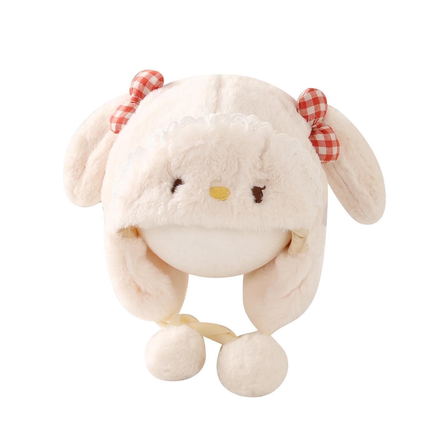Plush Cartoon Ear Protection Baby Winter Hat - Thick & Windproof White Plush Ear Protection