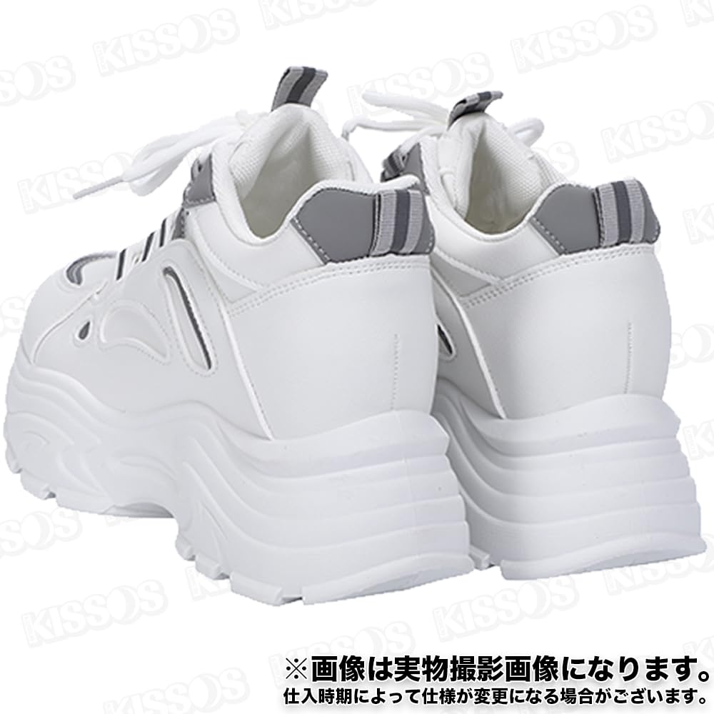KISSOS Platform Sneakers with Perfect for and Outdoor Activities Size Women's Heels, Sports, Walking, Running, (Gray, 24.0cm (38))